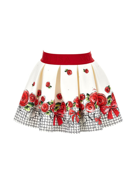 Neoprene skirt with roses