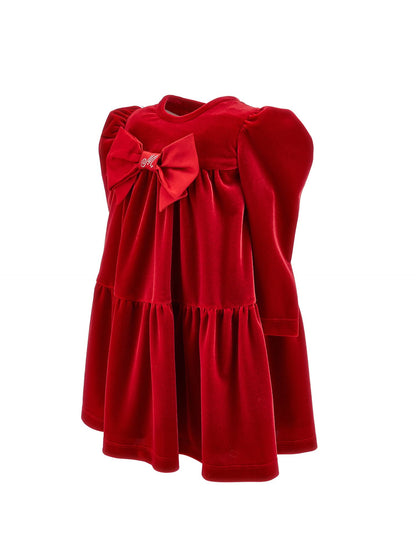 Chenille dress with maxi bow