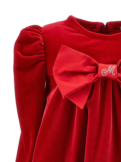 Chenille dress with maxi bow