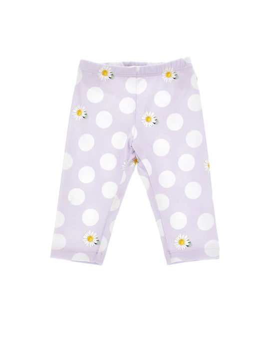 Leggings jersey margherite e pois