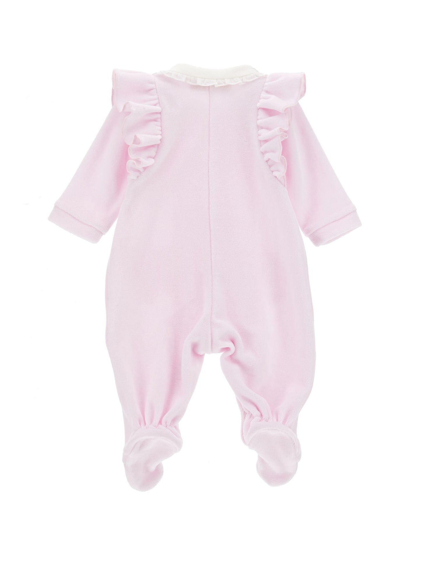 Chenille jumpsuit with embroidered collar