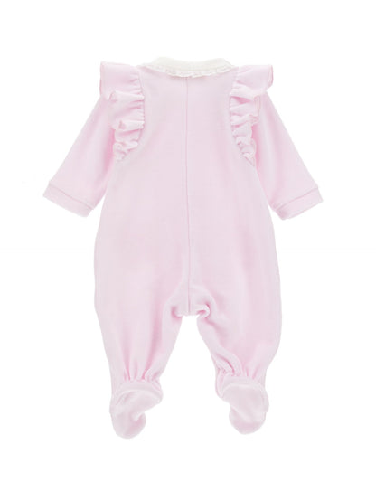 Chenille jumpsuit with embroidered collar