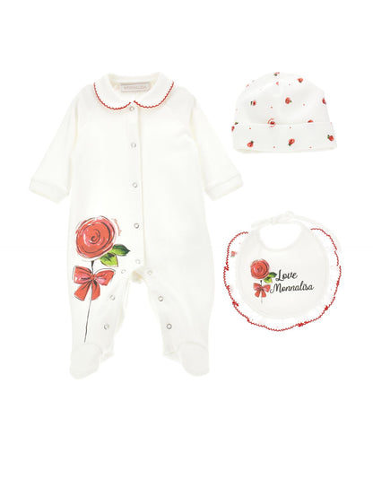 Three-piece suit with rose