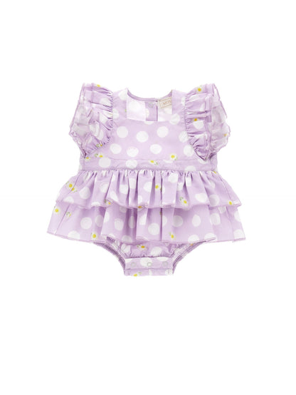 Polka dot poplin romper