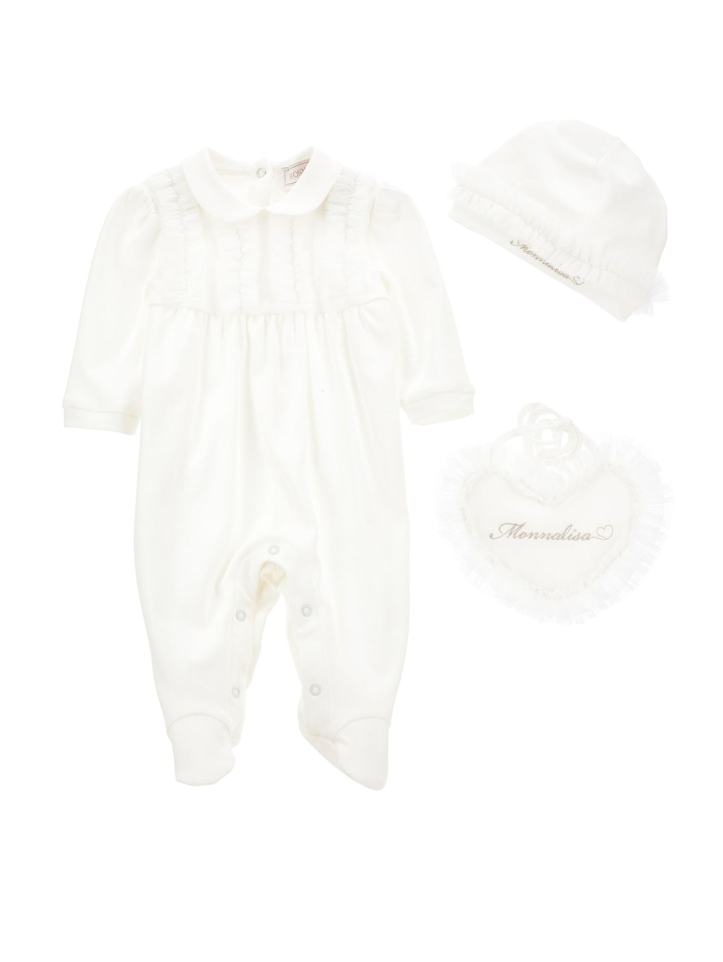 Three-piece suit with ruffles