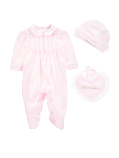 Three-piece suit with ruffles