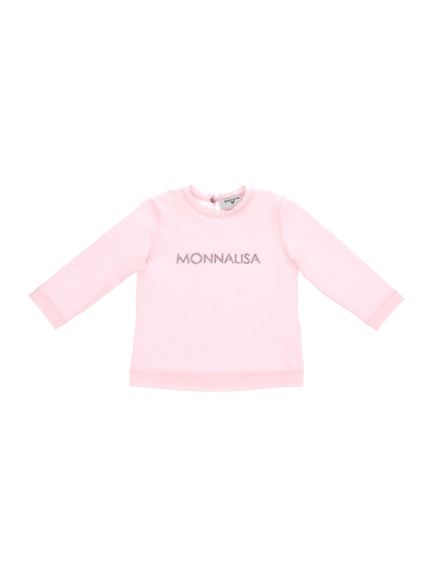 Cotton T-shirt with rhinestone logo