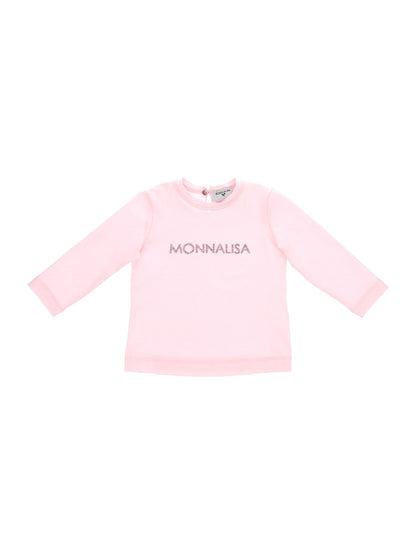 Cotton T-shirt with rhinestone logo