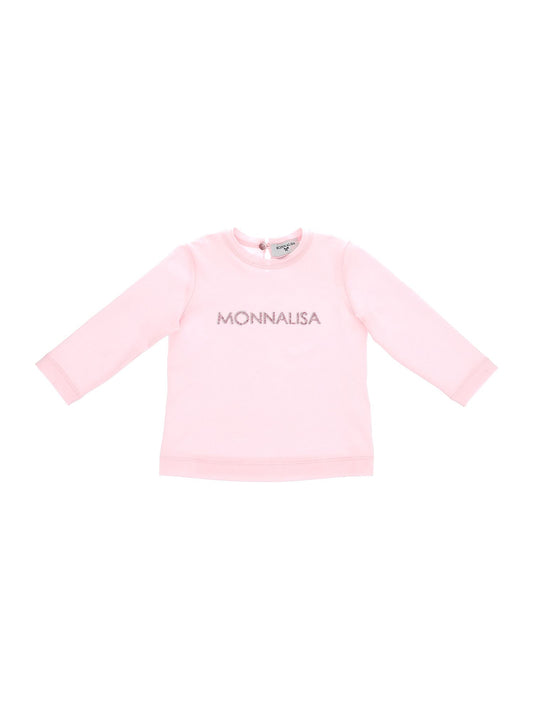 Cotton T-shirt with rhinestone logo