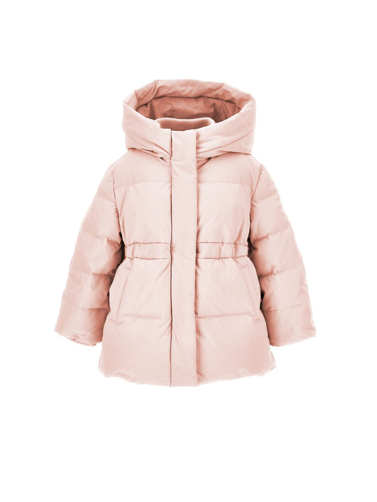 Long nylon jacket with real down