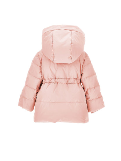 Long nylon jacket with real down