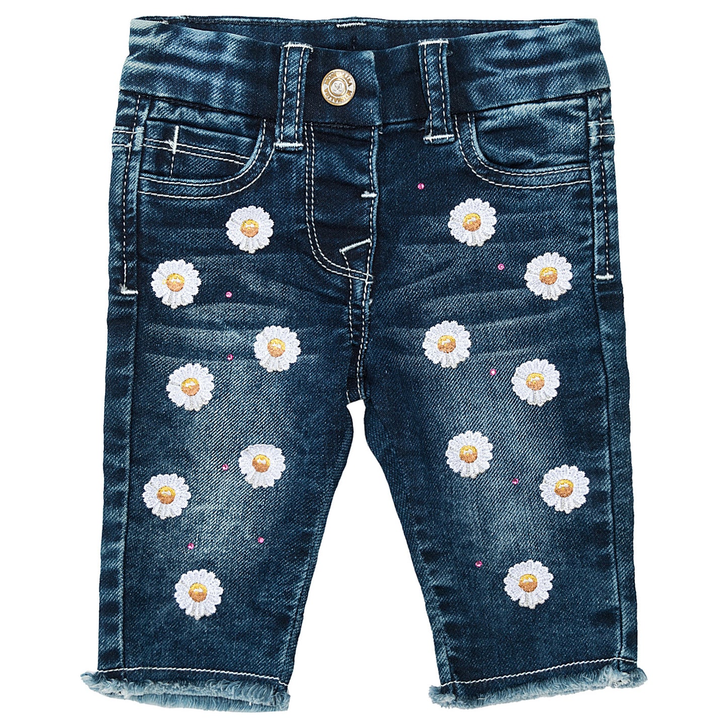 Jeans with embroidered daisies