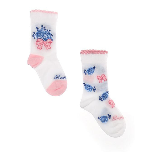 Set of baby socks with blue roses