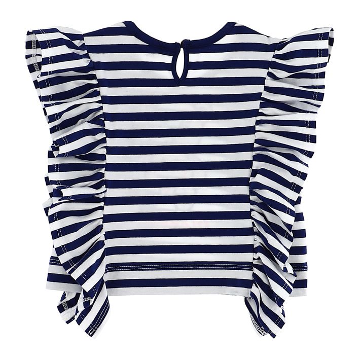 Striped cotton T-shirt with ruffles