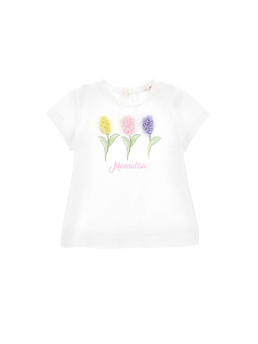 T-shirt en coton avec imprimé tulipe en tulle