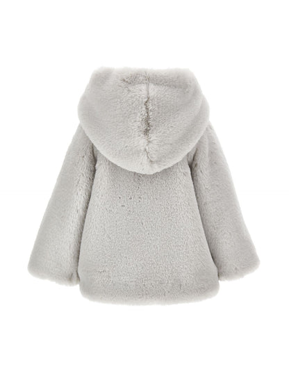 Plush coat with hood
