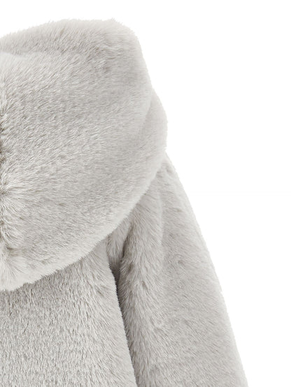 Plush coat with hood