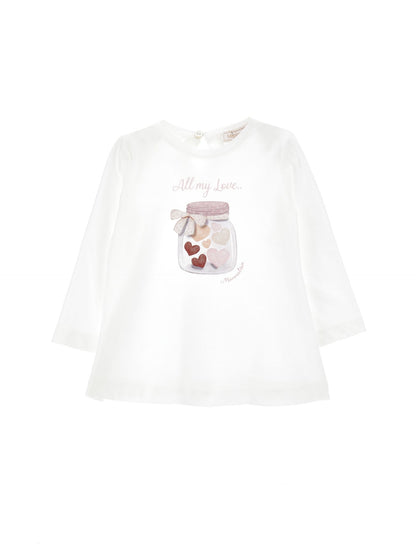 Jersey T-shirt with heart print in a jar