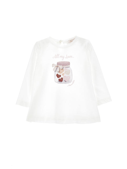 Jersey T-shirt with heart print in a jar