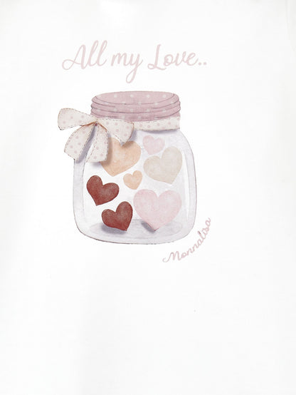 Jersey T-shirt with heart print in a jar