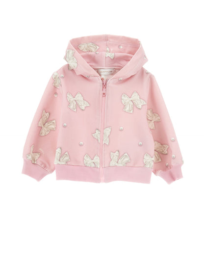 Felpa aperta stampa fiocchi