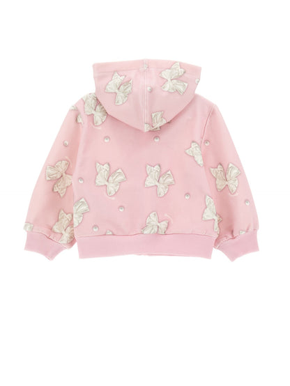 Felpa aperta stampa fiocchi