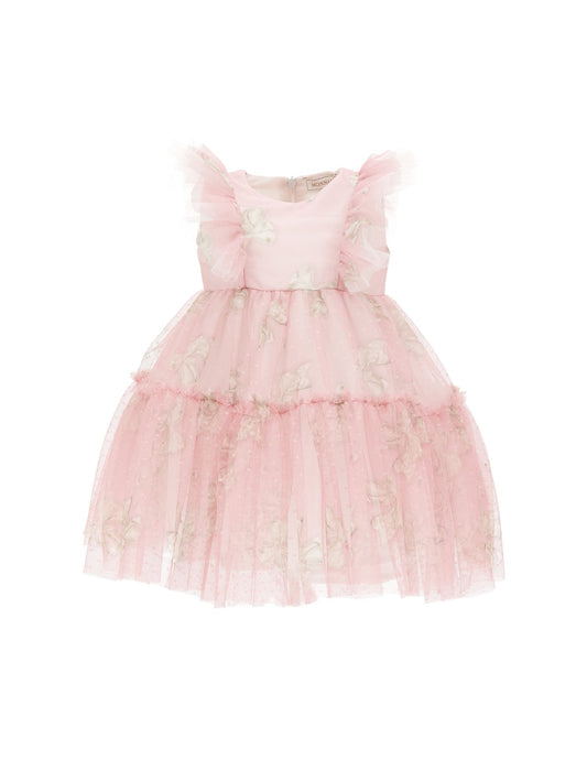 Tulle dress with bow print