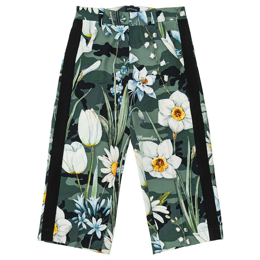 Cropped cady trousers with flowers