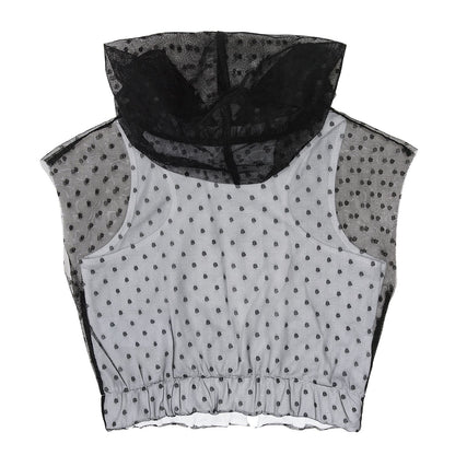 Cotton and tulle tank top