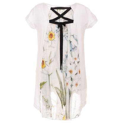 Flared T-shirt with flower insert