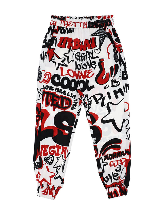 Graffiti print cady trousers