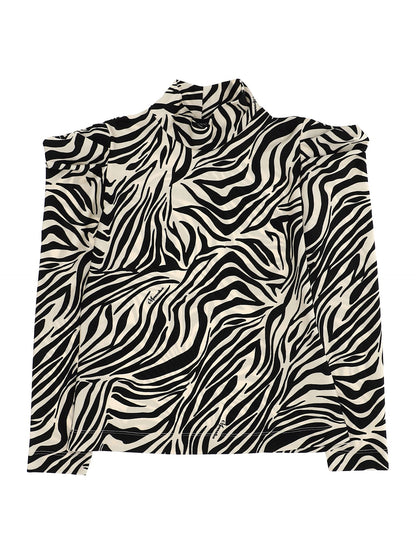 Zebra jersey turtleneck