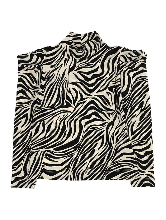 Zebra jersey turtleneck