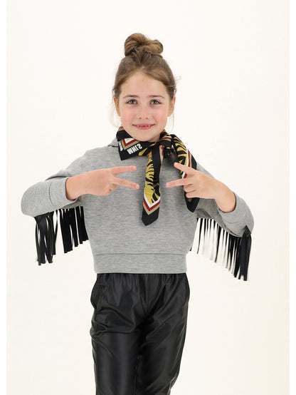 Jersey sweatshirt with fringes