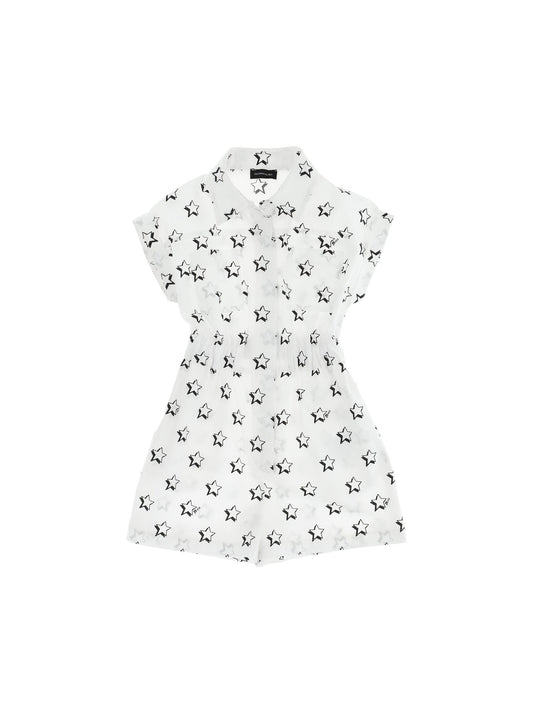 Star print poplin jumpsuit