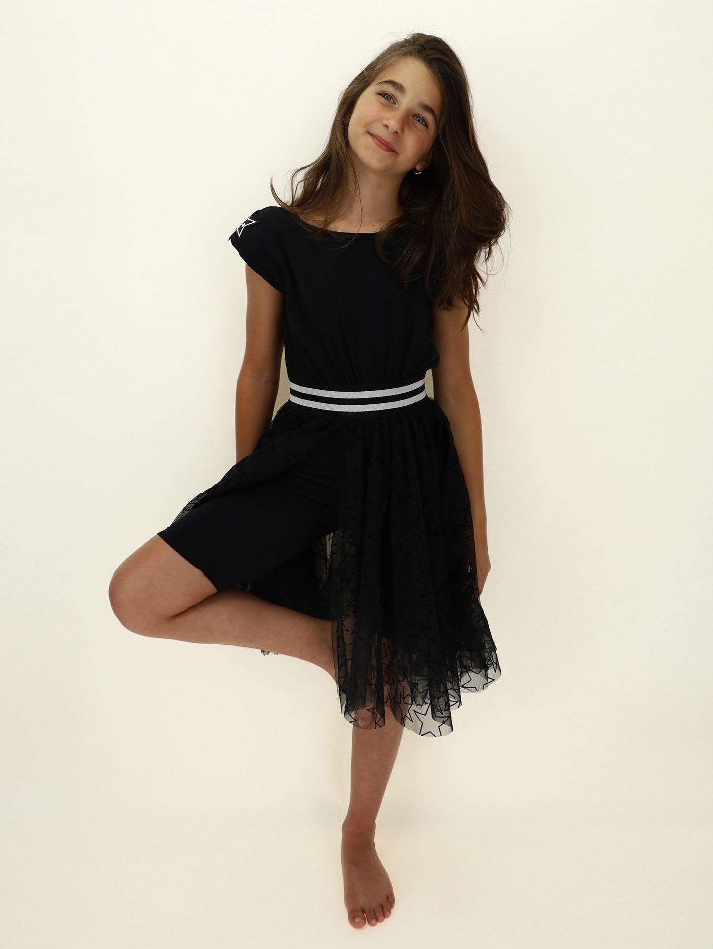 Tuta jersey stampa stelle gonna tulle