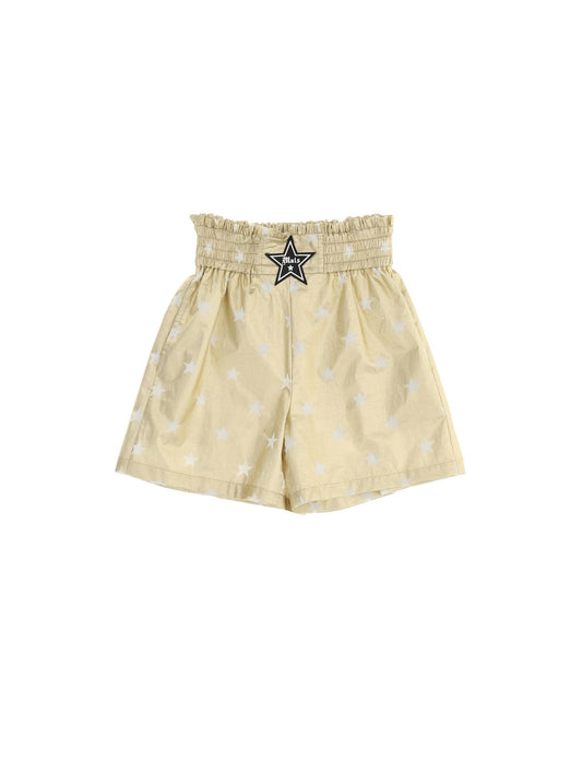 Laminated star print shorts
