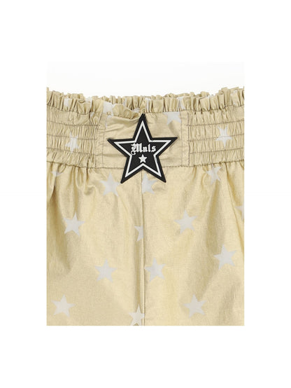 Laminated star print shorts