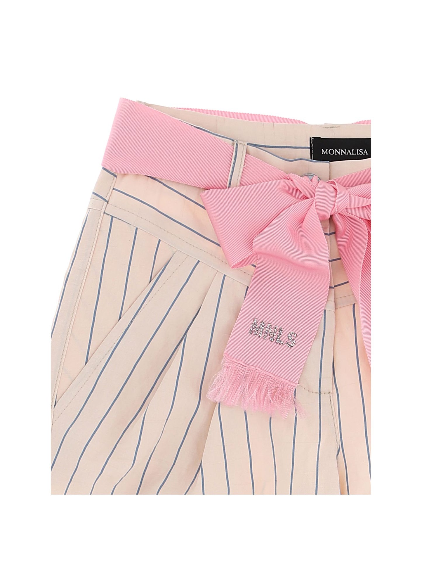 Striped viscose trousers with belt
