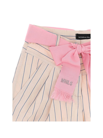 Striped viscose trousers with belt