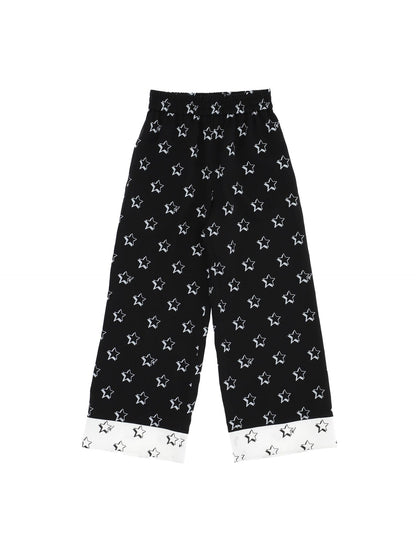 Star print twill trousers