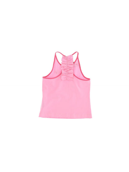 Jersey tank top with crochet flowers
