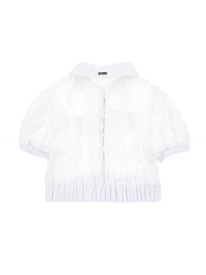 Short rebrodé lace shirt