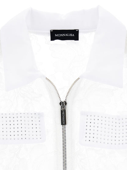 Short rebrodé lace shirt
