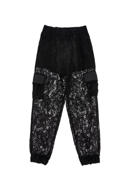 Rebrodé lace cargo trousers