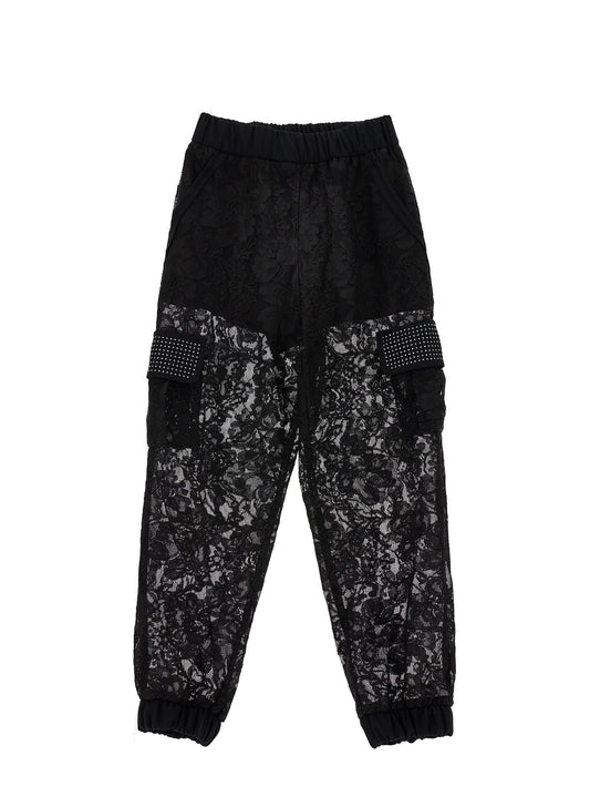 Rebrodé lace cargo trousers