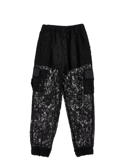 Rebrodé lace cargo trousers