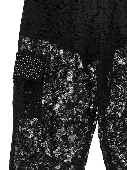 Rebrodé lace cargo trousers