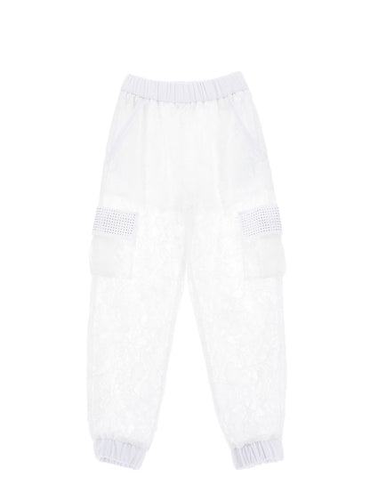 Rebrodé lace cargo trousers