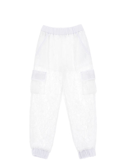 Rebrodé lace cargo trousers